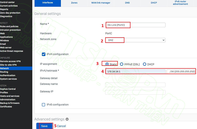 cấu hình cổng HA trên firewall Primary