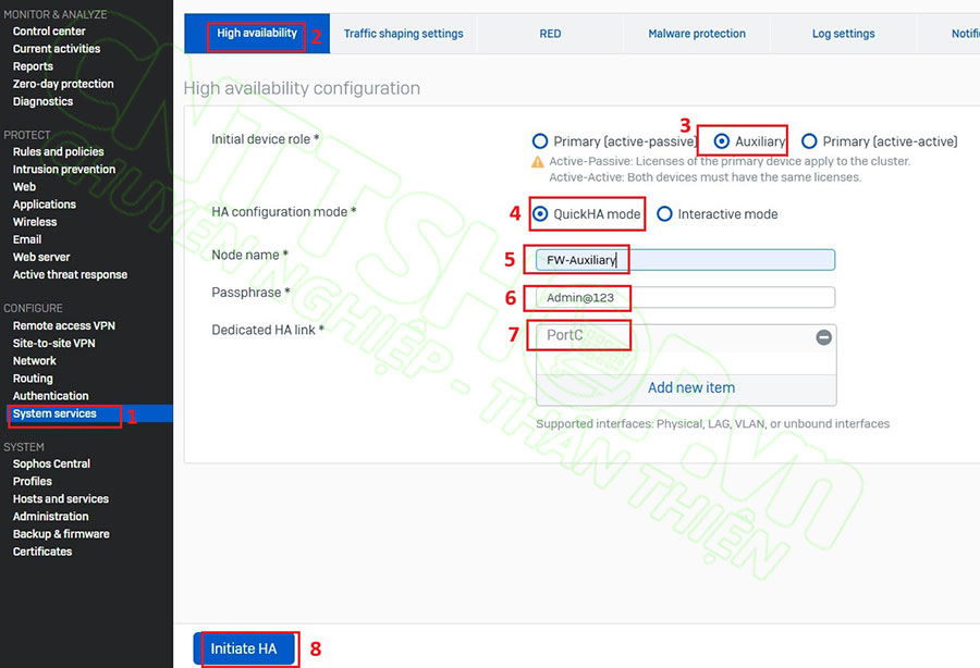 cấu hình quickHA trên firewall Auxiliary