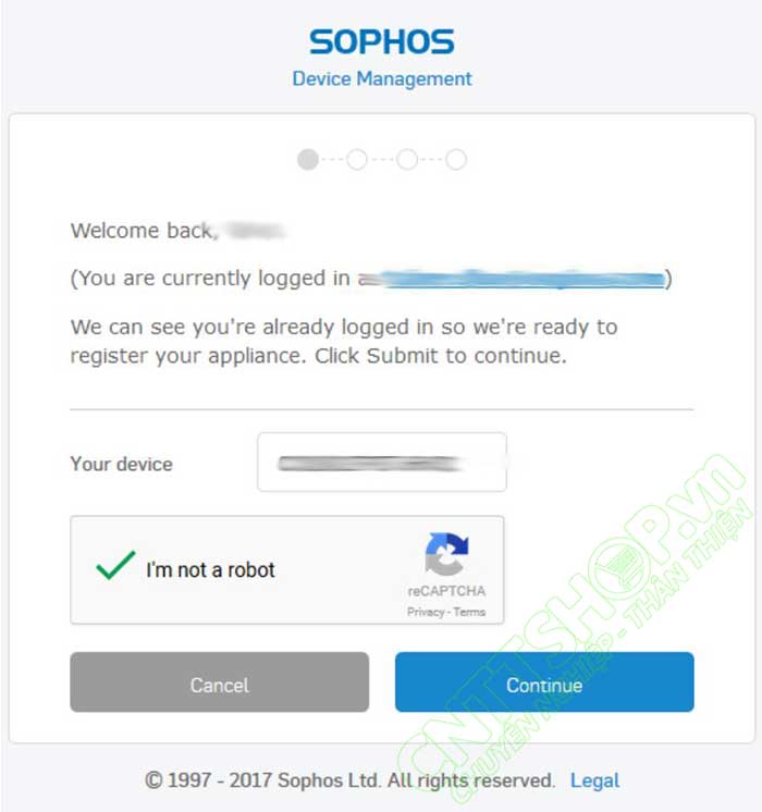 đăng ký serial với sophos id