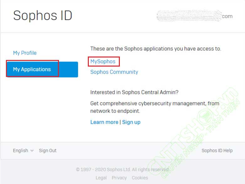 kiểm tra license trên sophos portal