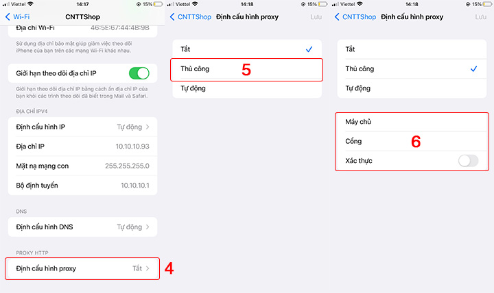 Cài đặt proxy trên điện thoại