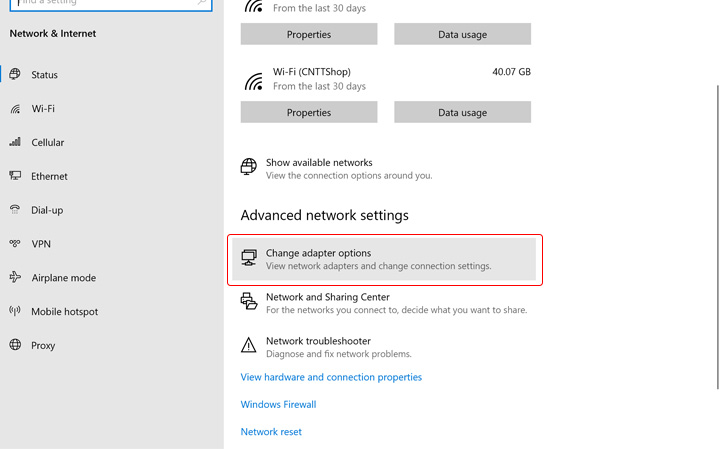 Change adapter options