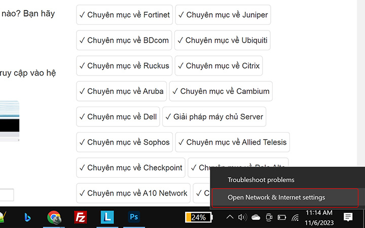 Cọn Open Network & Internet Setting