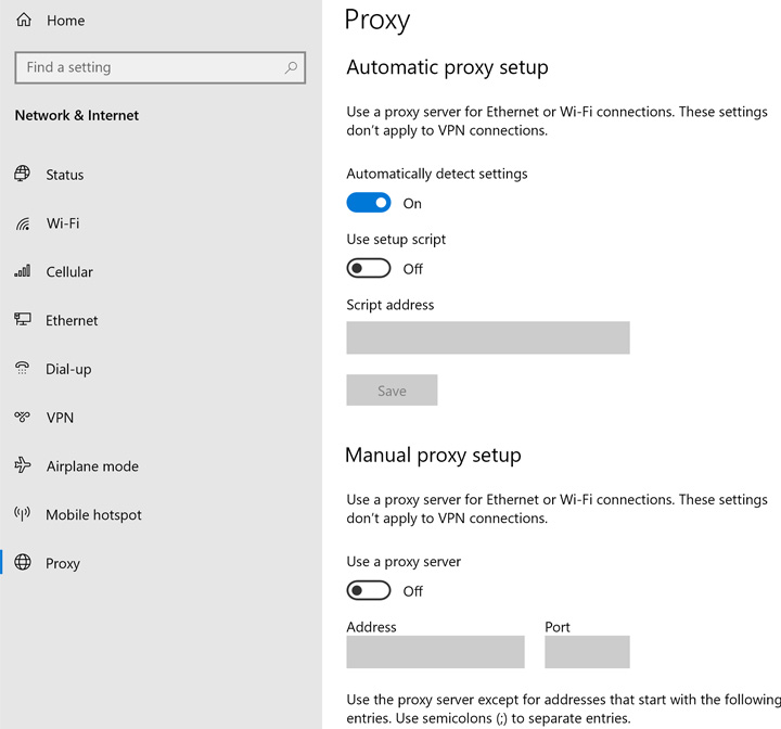 Thay đổi proxy server