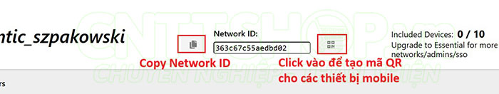 sử dụng network ID hoặc mã QR để add các thiết bị vào Network