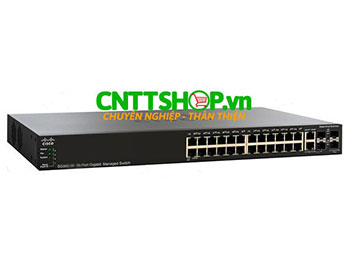Switch Cisco SF250-24P-K9 24 PoE+ 185W, 2 SFP Ports, 2GE RJ45/SFP
